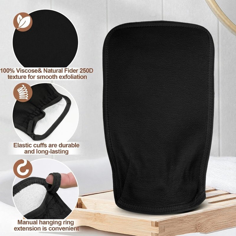 Vojriky 1PCS Durable Body Scrub, Dead Skin Remover & Body Scrubber Exfoliator, Body Exfoliating Gloves for Shower, washcloth exfoliating, exfoliating Glove for Smooth Skin (black)