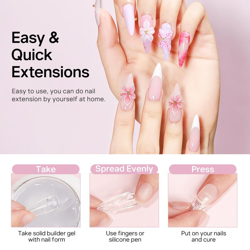 MIZHSE 2Pcs 3D Nail Gel Sculpting Gels, Clear and White Solid Builder Gel for Nails with Silicone Nail Molds Molding Gels 3D Art Non-Sticky Hand UV LED for Nails Salon Home DIY