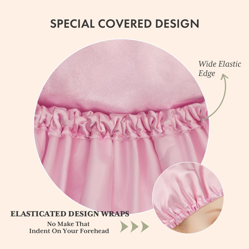 AmazerBath Shower Cap, 4 PCS Shower Caps for Women Reusable Waterproof, Double Layers Hair Cap for Shower, Elastic and Flexi Bath Caps, Environmental Protection Bathing Hat for Adult Kids, Medium Size