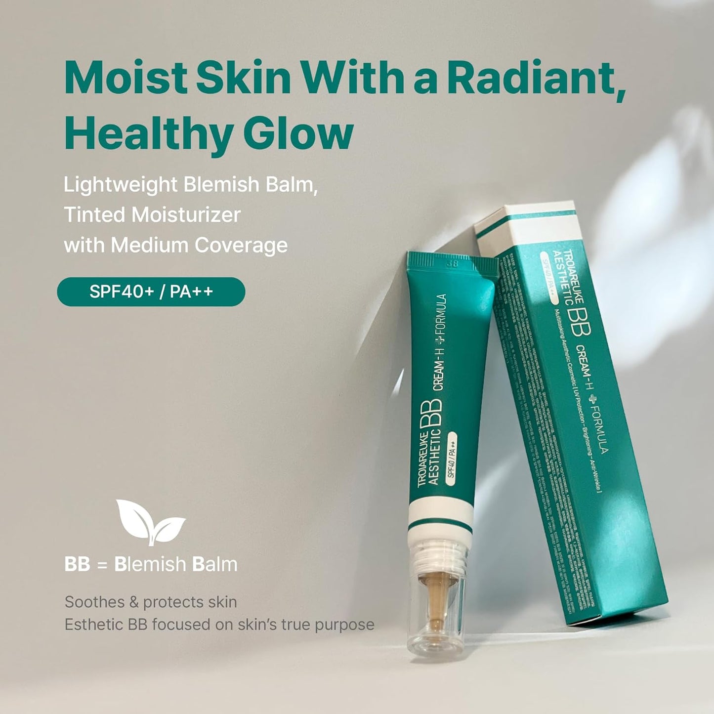TROIAREUKE BB Cream H+ Formula - Lightweight Tinted Moisturizer with SPF40+ for Dry Skin | Korean Beauty