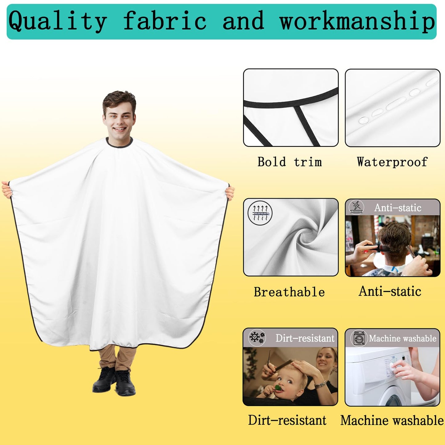woniutch Professional Barber Cape with Neck Duster Brush and Hair clip; Hair Cutting Cape and Salon Cape for Men and Women