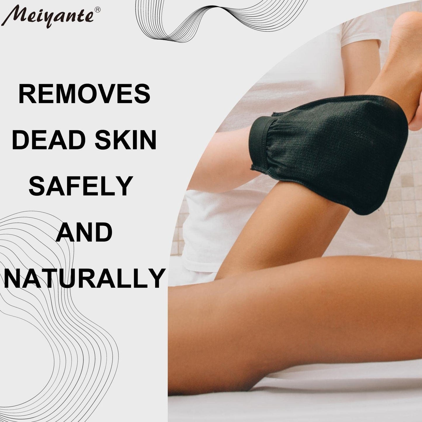Meiyante Korean Exfoliating Mitts (2pcs) - Achieve Home Microdermabrasion with 100% Viscose Fiber Gloves for Silky Smooth Skin