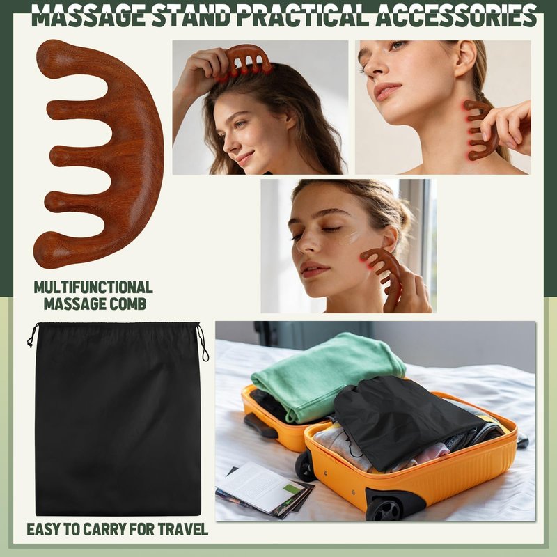 HairChrysm Massage Headrest for Bed with Scalp Massager Storage Bag, Adjustable Home Bed Massage Head Holder for Sleeping Mattress, Massage Face Cradle Face Down Pillow