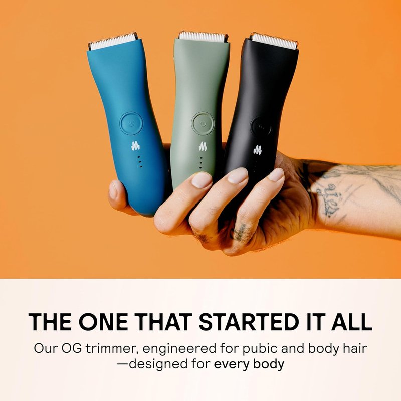 MERIDIAN The Trimmer Original - Waterproof Electric Body Hair Trimmer for Men | Rechargeable Groomer for Pubic, Chest, Legs & Underarms - Onyx