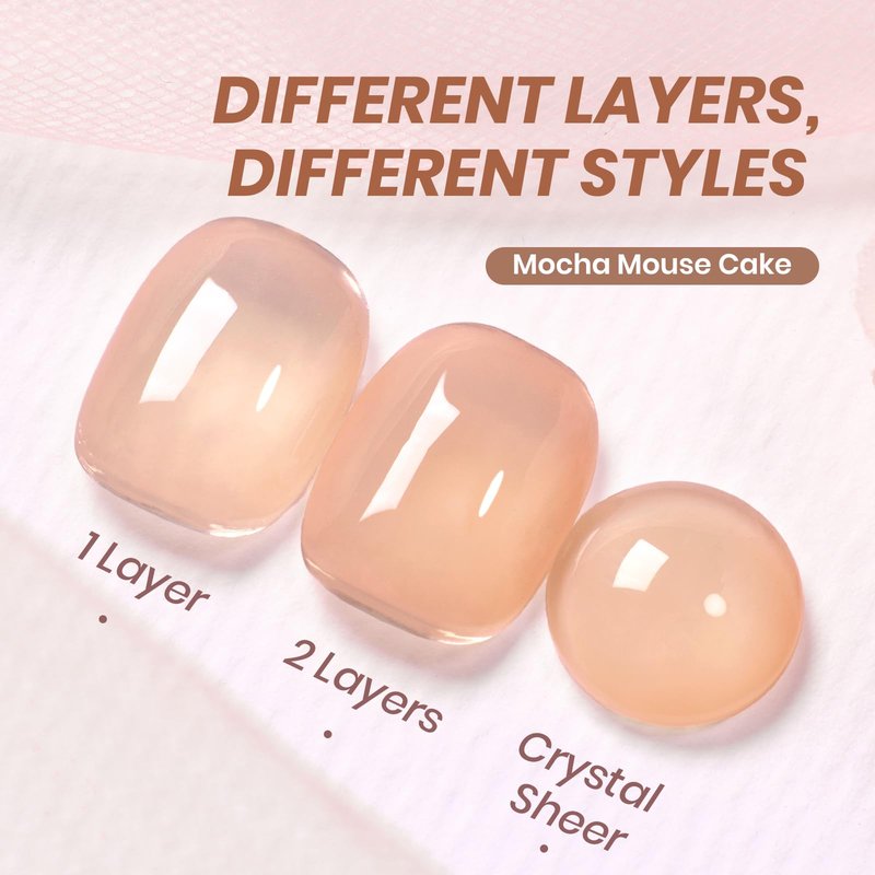 Beetles Jelly Nude Gel Nail Polish – 15ml Sheer Translucent Neutral Brown Gel Polish Buildable Soak Off UV LED Nail Art Salon DIY Summer Manicure Gift for Women