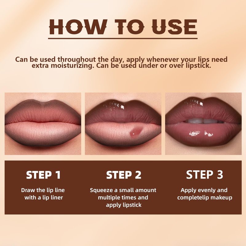 HOSAILY Lip Liner Gloss Set, Dark Brown Plumping Lip Liner Lip Pencil Moisturizing Lightweight Lip Gloss Lip Combo, High Shine Glossy Lip Tint Lip Stain Makeup Long Lasting Lip Contour for Women