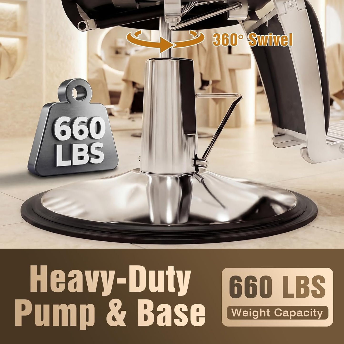 Vintage Hydraulic Barber Chair - Heavy Duty 360° Swivel Salon Chair | Black & Silver