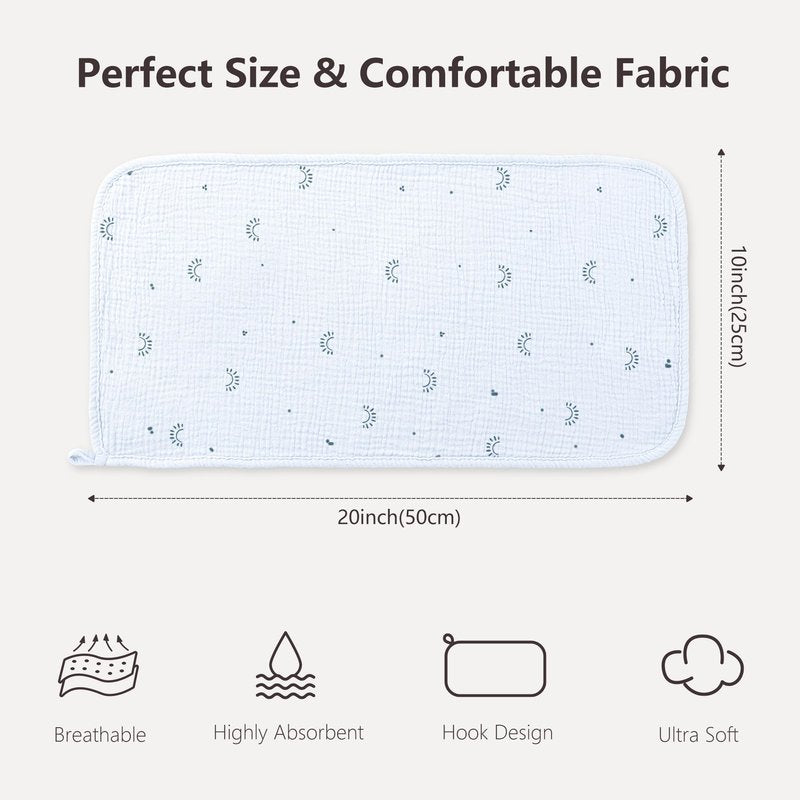 Susurration Muslin Burp Cloths, Soft Baby Burping Cloths for Unisex Boys and Girls, Newborn Essentials Large Extra Absorbent Washcloths, 20x10in, 6 Pack