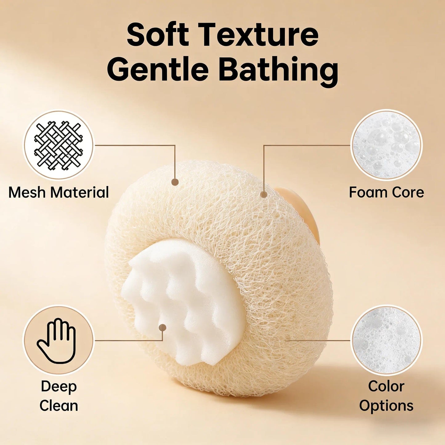 4 Pcs Super Soft Sunflower Suction Cup Bath Ball, New Upgraded 2-in-1 Sunflower Ball Exfoliating Bath Sponge Cleaning Brush, Mesh Shower Body Sponge Accessories for Women, Men