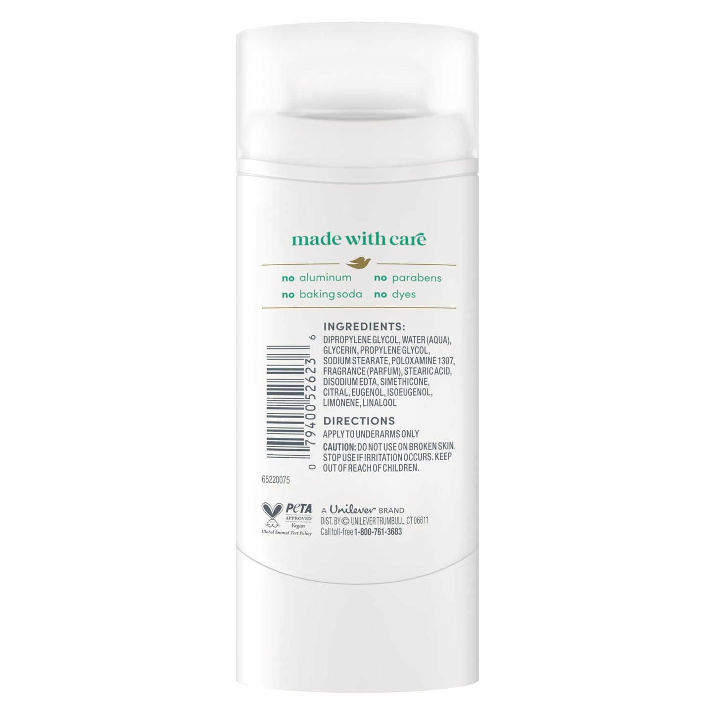 Dove Deodorant Stick Ginger Lime for 72 Hour Odor Protection Aluminum Free 2.4 oz