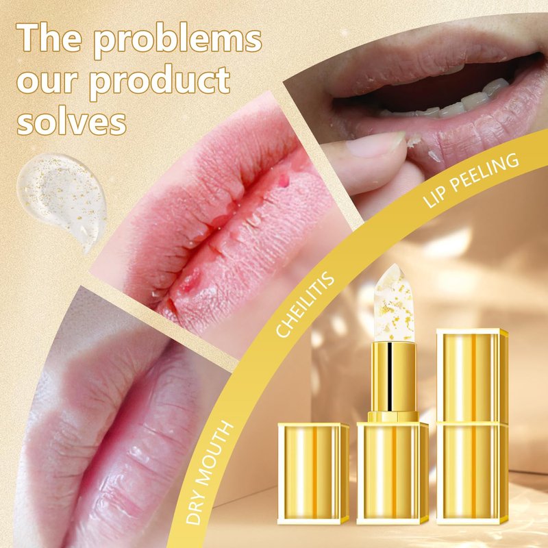 BLOWADM 3Pcs Transferproof Color Changing Lipstick,Gold Crystal Ph Color-Changing Lipstick 24 Hours Long Lasting & Moisturizing Lip Gloss,Colors Changings Lipsticks For Older Women