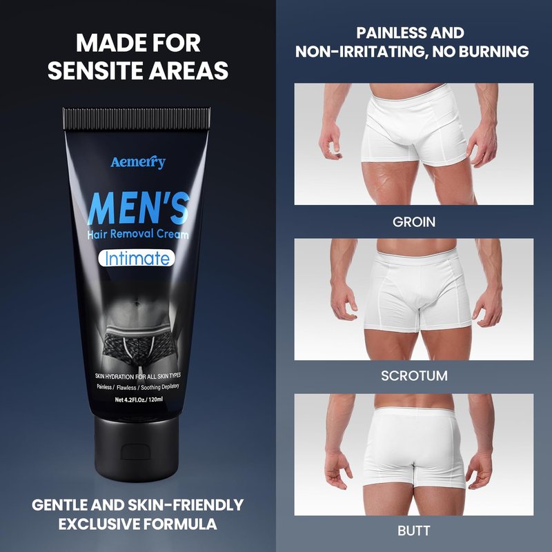 Regine Switzerland Hair Removal Cream for Men - Painless Depilatory Formula with Aloe Vera & Vitamin E - 4.2 Fl Oz
