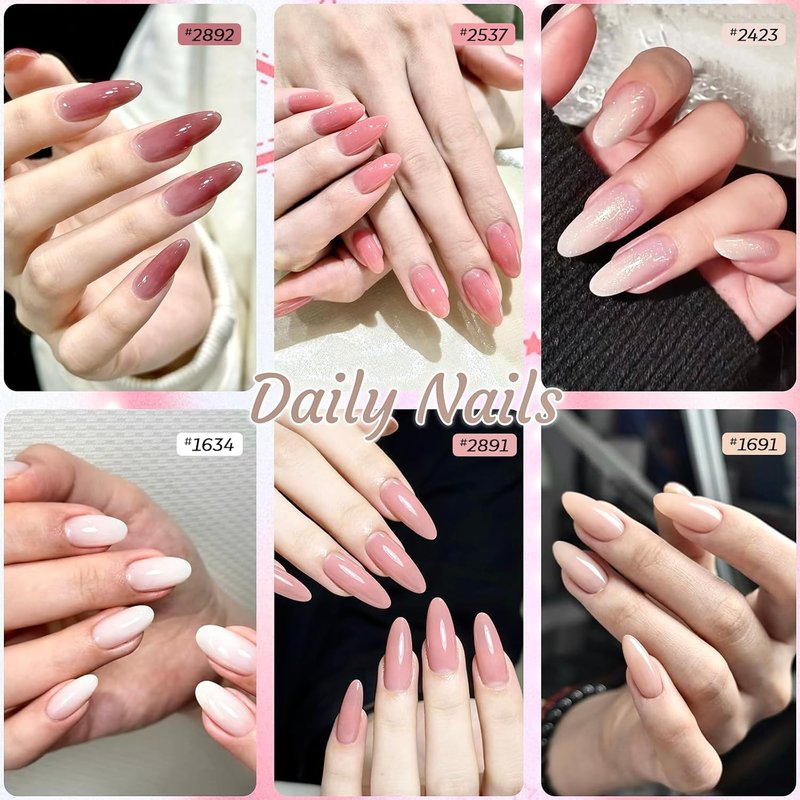 modelones Jelly Gel Nail Polish Set, Hema-Free 6 Colors Nude Milky White Pink Red Neutral Sheer Shimmer Translucent Gel Polish Kit Soak Off LED Nail Lamp Manicure Salon DIY Girls Women Gift