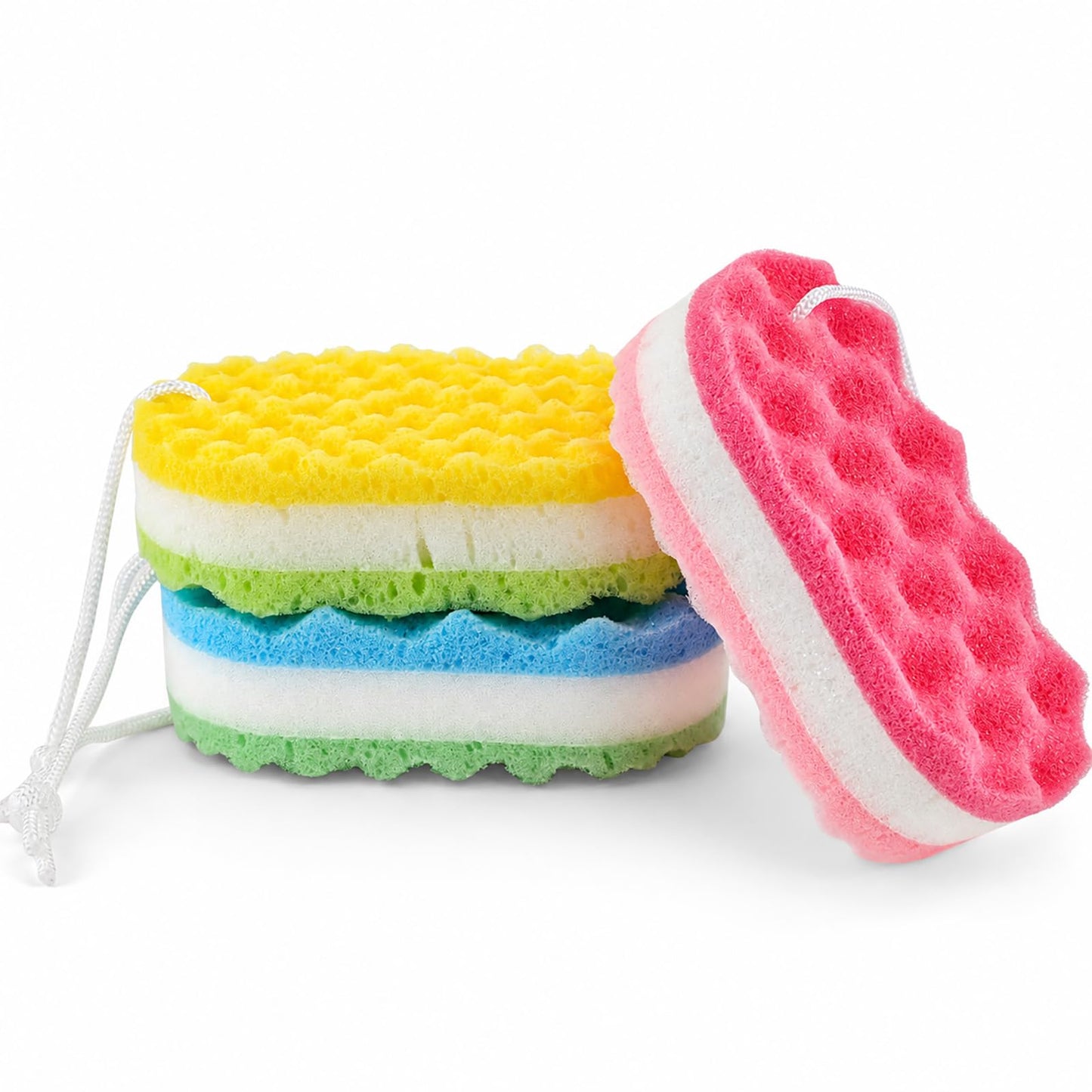 Soft Shower Sponge 3 Pack, Bath Sponge for Body, Gentle Exfoliating for Daily Cleansing