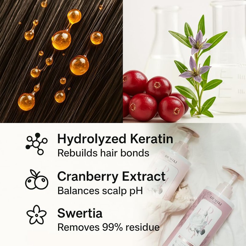 DEMIKI Japanese Shampoo and Conditioner Set for Women,Sulfate Free Shampoo for Oily Hair,Paraben Free, Sulfate Free, Rose Scent,Clarifying Shampoo Moisturizing and Volumizing Natural Hair Care,32oz