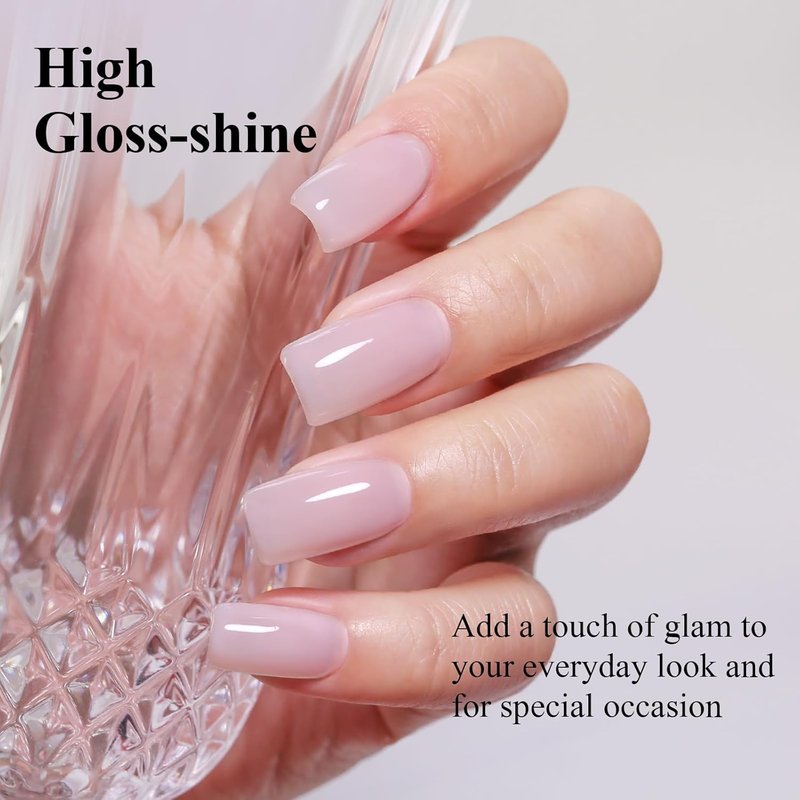 Light Pink Jelly Gel Nail Polish - Milky Pink Sheer Translucent UV Gel for Nail Art | 10ML Soak Off