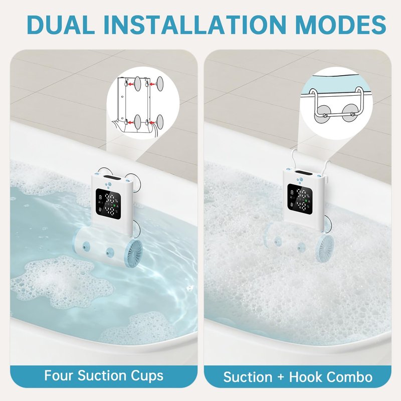 Bath Jets for Tub, TAREIDEW Dual Outlet Bathtub Jet Spa, Jet & Bubble Modes, 13000mAh Rechargeable Bath Jet with Loofah, 5-Speed Adjustable, IPX8 Waterproof, Home Spa Relaxation Gift, White/Blue