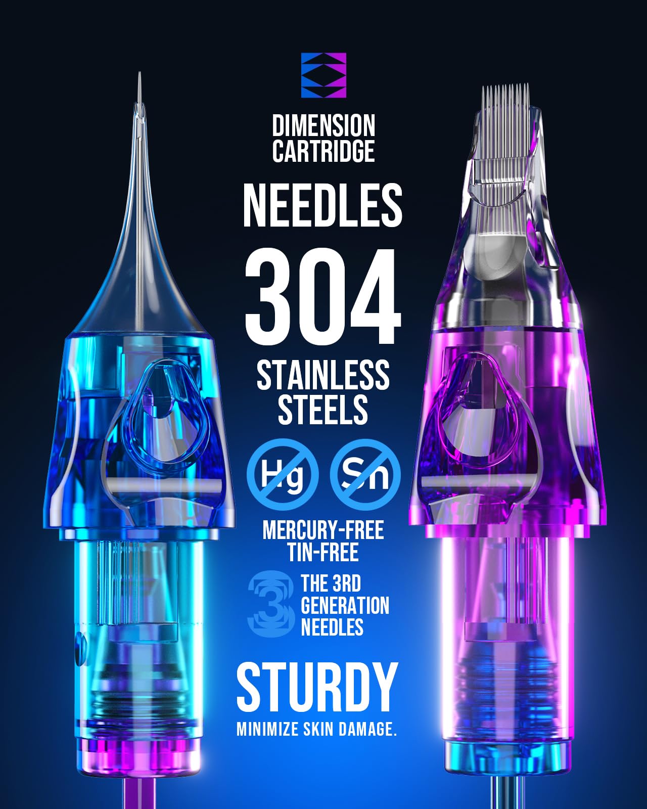 CNC Tattoo Cartridge Needles 30pcs Assorted Needle Cartridges Round Liner #12 Standard 3RL 5RL 7RL 9RL Round Magnum 1007RM 1015RM Mixed for Tattooing Supplies EN04B-30KIT-C