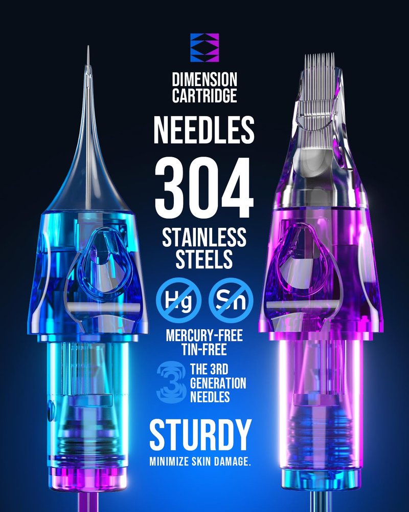 CNC Tattoo Cartridge Needles 30pcs Assorted Needle Cartridges #10 Bugpin Round Liner 3RL 5RL 7RL Round Shader 5RS 7RS 9RS Mixed for Tattooing Supplies EN04B-30KIT-D