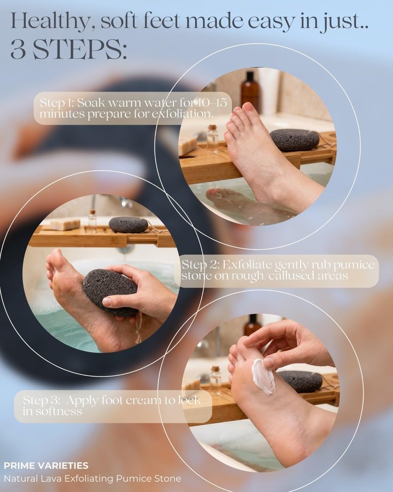 PrimeVarieties Pumice Stone for Feet, 2 Pack Natural Volcanic Foot Pumice Stone for Callus & Dead Skin Removal, Pedicure Foot Scrubber, Hard Skin Remover for Smooth Heels