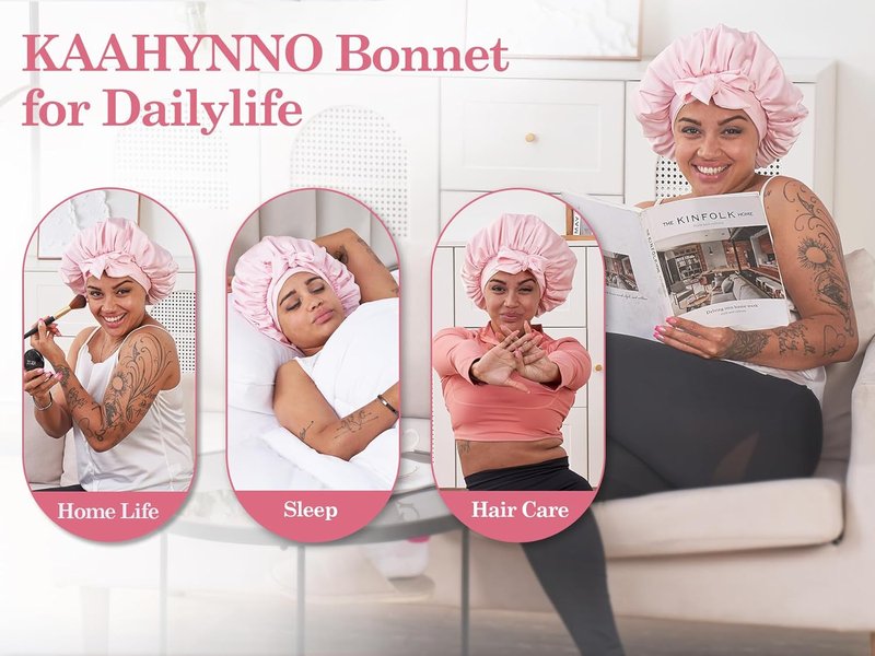 Silk Satin Bonnet for Curly Hair - Comfortable Sleep Cap for Natural Styles | Pink