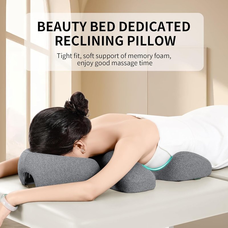 Prone Massage Pillow - Chest & Face Support for Sleep | Removable Washable Cover, Non-Slip Bottom (Grey)