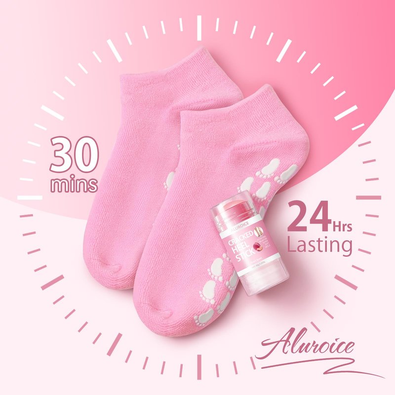 Silicone Moisturizing Socks with Foot Cream- 2 in 1 Gel Socks & Foot Cream for Dry Feet, Foot Care Moisturizing Socks for Dry Cracked Feet Women