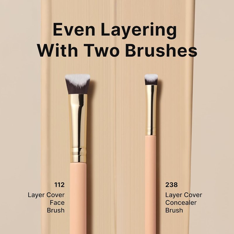 Intensive Duo Brush Set - Foundation & Concealer Brushes for Liquid/Cream | Soft Dense Bristles, Pore-Blur Base