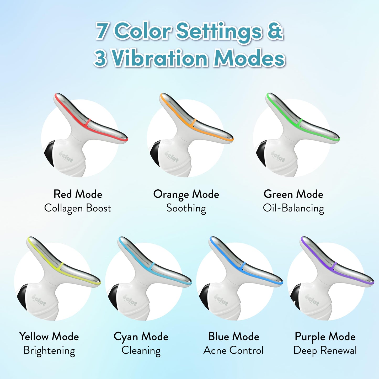 Éclat Facial Massager for Lymphatic Drainage, Face, Neck & Body Tool for Skin Care, Heated Electric Beauty Device for Wrinkles, Fine Lines, Puffy Skin, Lifting, Firming, Sculpting with 7 Light Therapy