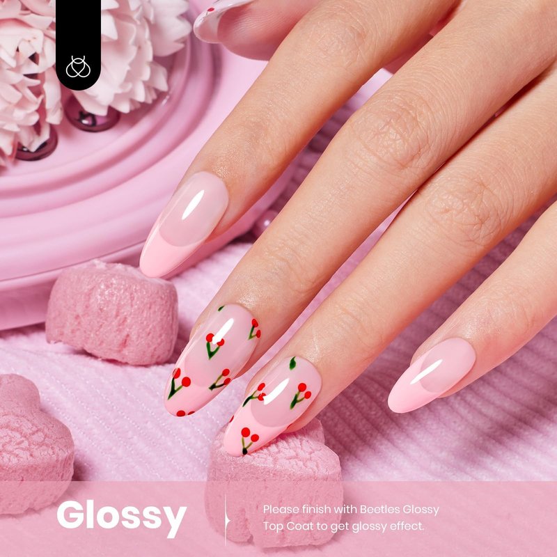 Beetles Pink Gel Polish - Fairy Floss 15ML/0.51Fl Oz, Pastel Light Pink Gel Nail Polish, Soak Off UV LED Lamp Nail Art, Long-Lasting Manicure Salon DIY Home Summer Nails