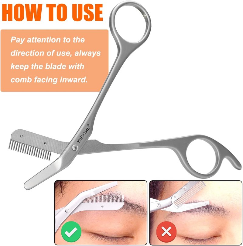 Eyebrow Trimming Scissors with Comb, Gifts For Men Women Stocking Stuffers, Stainless Steel