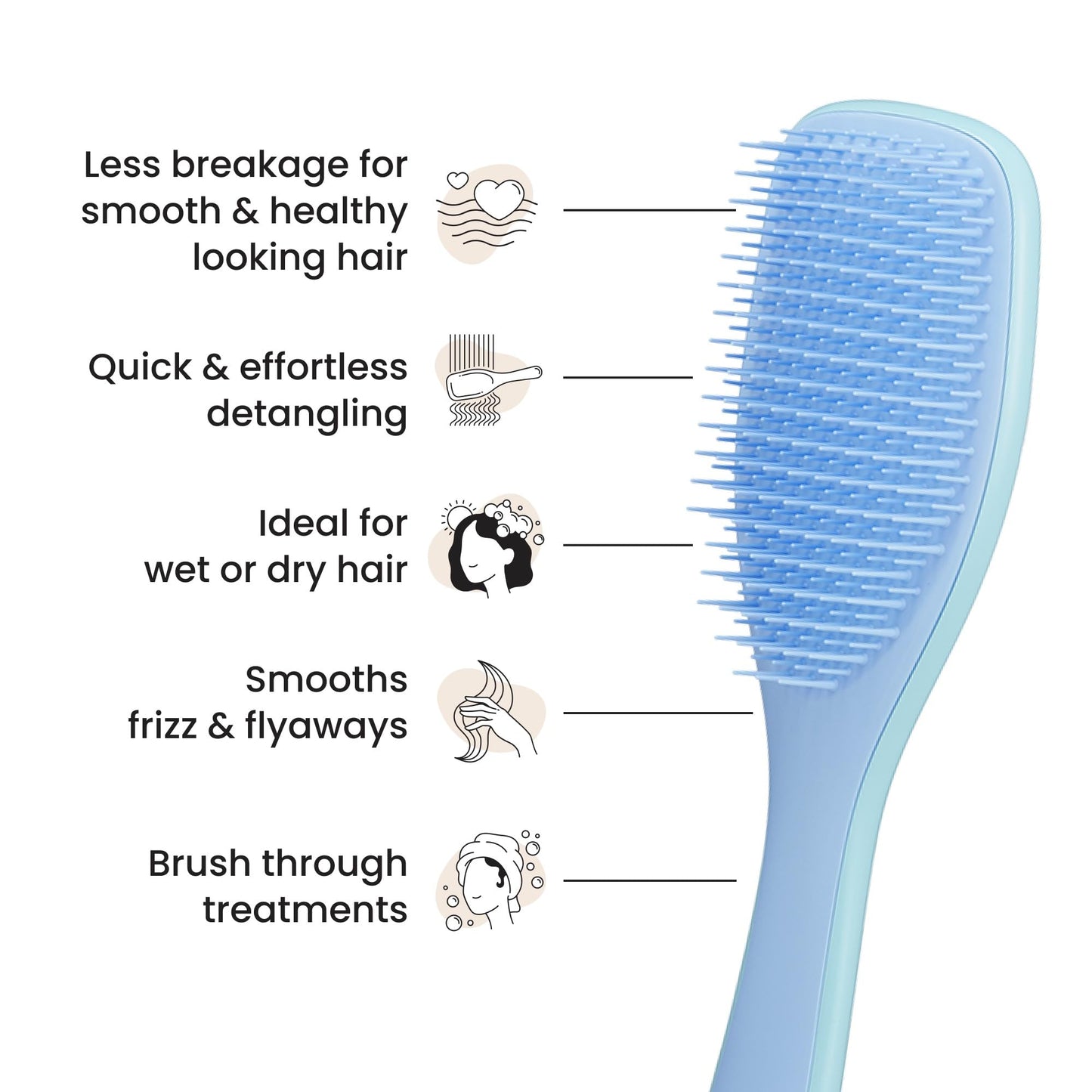 Tangle Teezer Ultimate Detangler Brush for Wet & Dry Hair, Eliminates Knots & Reduces Breakage for Straight to Wavy Hair Types, Denim Blues