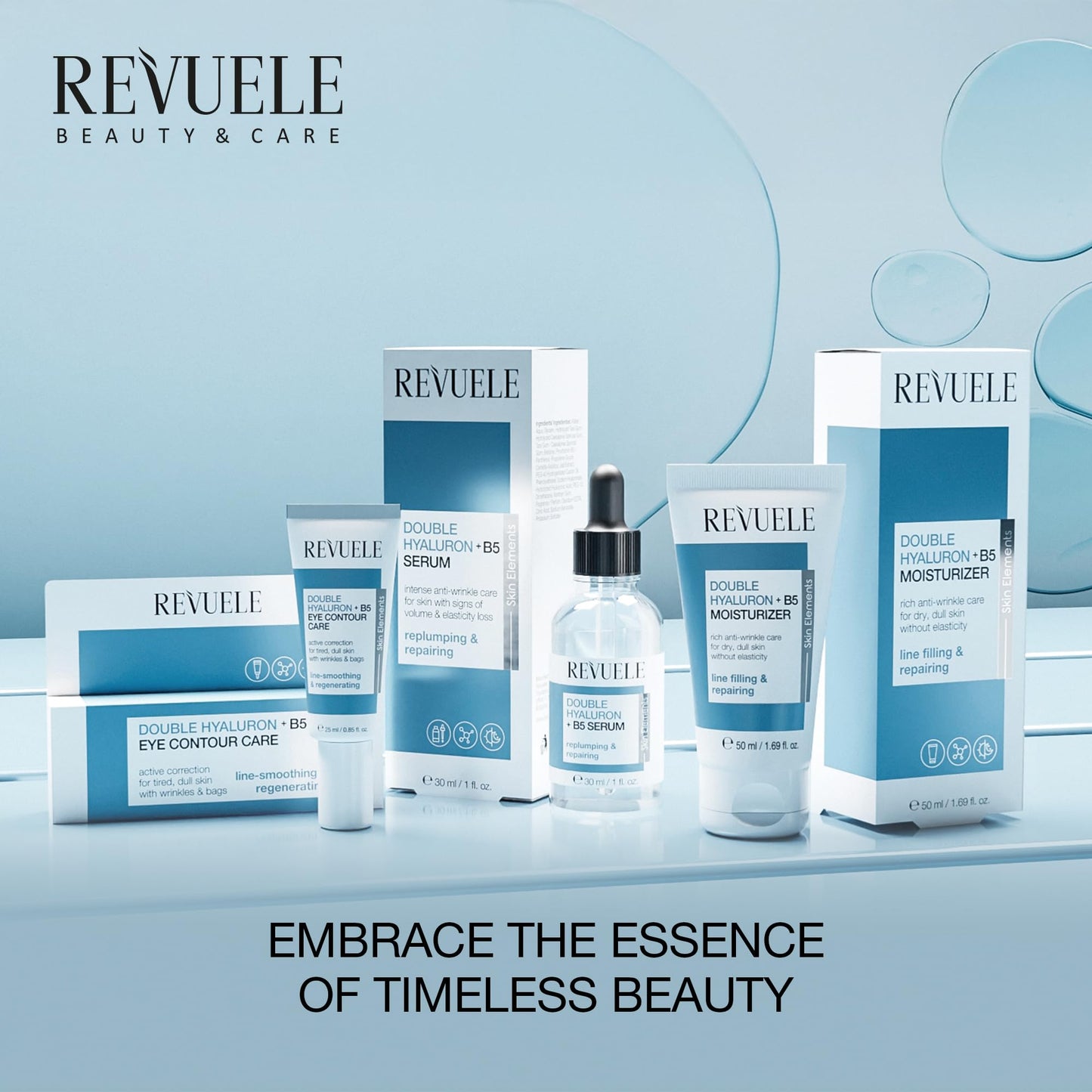Revuele Double Hyaluron + B5 Facial Moisturizer, Lightweight Hydrating Cream with Dual Hyaluronic Acid & Panthenol, For Soft and Smooth-Looking Skin 1.69 fl.oz