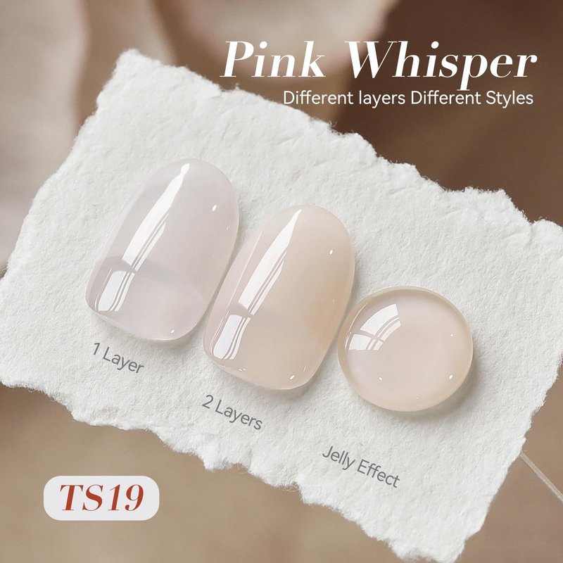 Born Pretty Jelly Light Pink Gel Nail Polish,Sheer Jelly Milky White Peach Neutral Nude Gel Polish Pale Pink Color Soak Off U V Gels for French Manicure Nail Art at Home 15ML