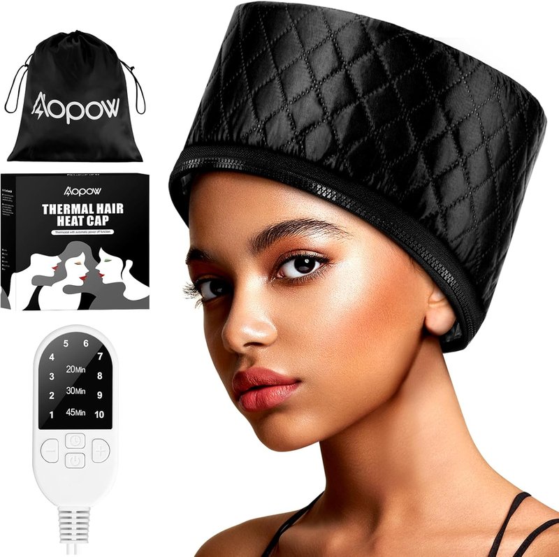 Heat Cap for Deep Conditioning - 10-Level Adjustable Hair Steamer with 3 Settings | Portable Thermal Steam Cap for Natural Hair