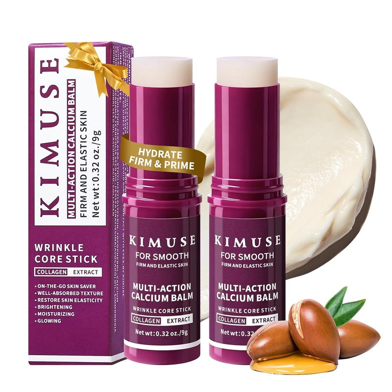 KIMUSE 2 Pack Multi-Action Calcium Balm Stick, All In One Wrinkle Bounce Multi Balm Stick Korean Skin Care, Non-Greasy, Fast-Absorbing Formula For Face & Eye