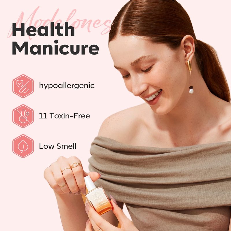 modelones Nail Strengthener Pale Pink Nail Polish Nail Repair for Damaged Nails Strengthening Polish 15ml Nail Growth and Strengthener Natural Concealer Foundation Nail Care Gifts for Women