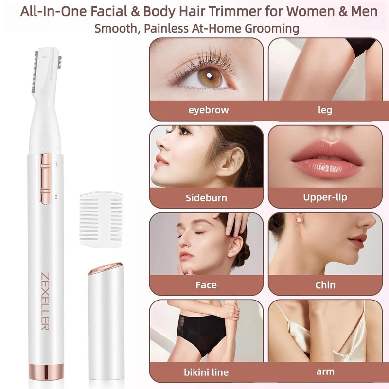 Skiennix Eyebrow Trimmer - Precision Electric Razor for Painless Facial Hair Removal | Adjustable Comb & Washable Blade