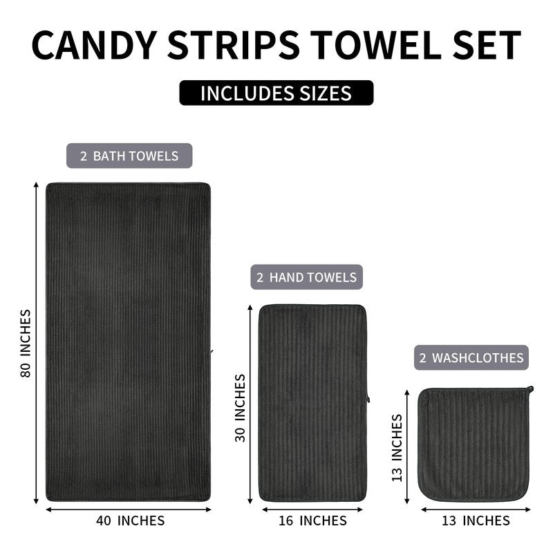 NALIVO Extra Large Bath Towel Set of 6 (40"x80"),Oversized Bath Sheet Super Soft Highly Absorbent Microfibers Quick Dry Luxury Shower Towel for Bathroom Spa Gym Hotel Yoga (Charcoal Gray, 6Piece)