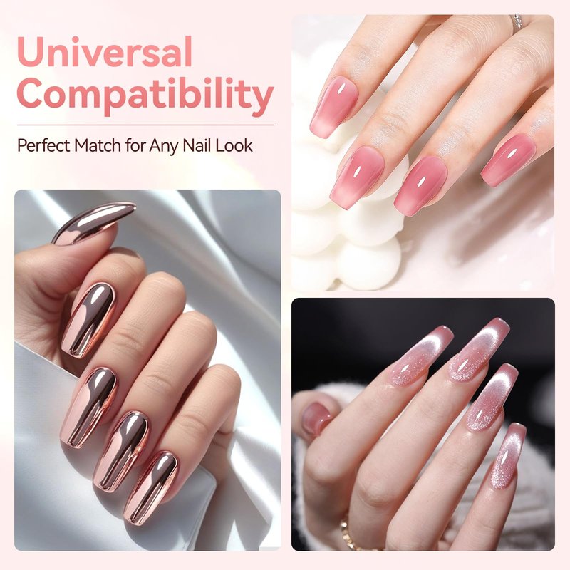 Makartt Gel Top Coat - 2PCS No Wipe Top Coat Gel Nail Polish, Long-Lasting Glossy Finish, Clear Nail Polish, Non-Yellowing, Pink Bottle, Soak Off with UV/LED Lamp, DIY Manicure Gift for Women