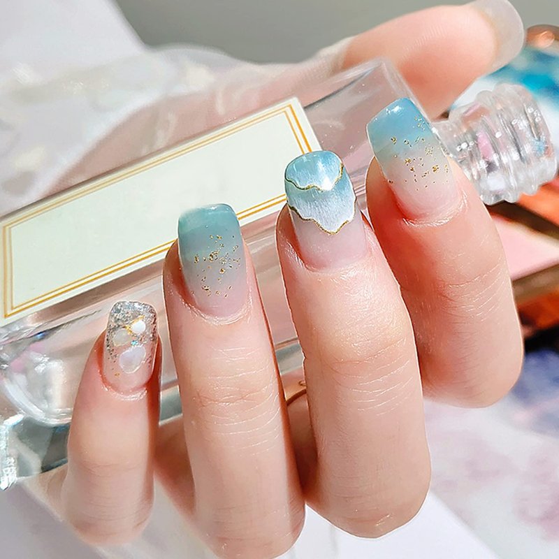 Major Dijit Jelly Gel Nail Polish Set 9 Colors Navy Blue Cyan Deep Blue Translucent Crystal Nail Polish Kit Soak Off UV LED Gel Nail For Nail Art Salon DIY Home