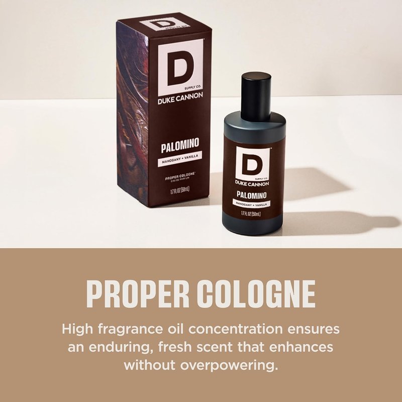 Duke Cannon Proper Cologne Palomino - Men's Eau de Parfum with Mahogany & Vanilla | 1.7 fl oz, Long-Lasting Scent