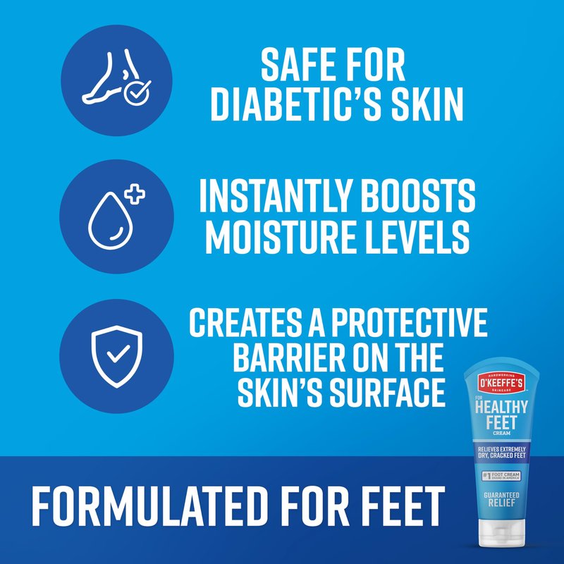 O'Keeffe's for Healthy Feet Foot Cream - 3 oz Tube (2 Pack) - Guaranteed Relief for Extremely Cracked, Dry Feet, Repairing Skincare, Instantly Boosts and Retains Moisture Levels