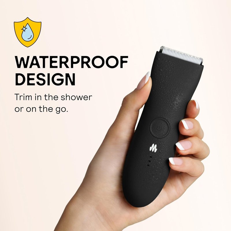 MERIDIAN The Trimmer Original - Waterproof Electric Body Hair Trimmer for Men | Rechargeable Groomer for Pubic, Chest, Legs & Underarms - Onyx