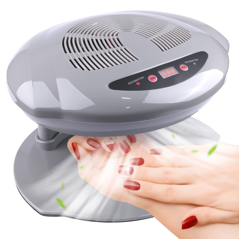 Kalolary Nail Lamp, 400W Air Nail Dryer Nail Fan Hair Dryer for Hands and Feet Nail Polish Automatic Sensor Warm Cool Breeze Use at Home and Salon (Grey)