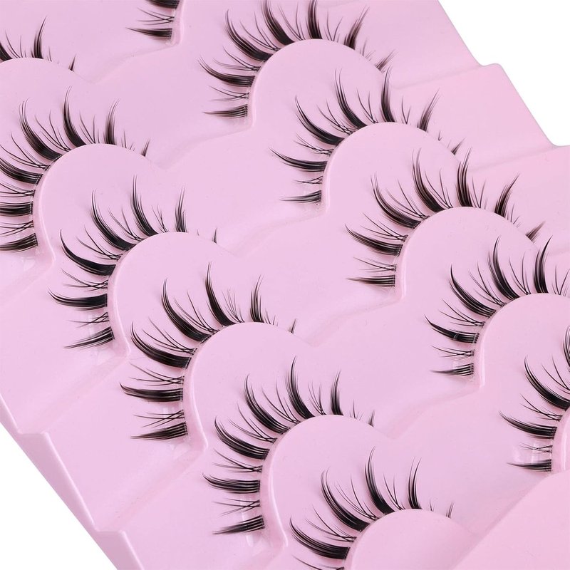 EYDEVRO False Eyelashes - Wispy Manga Lashes for Natural Anime Look | 7 Pairs of Spiky Cosplay Lashes