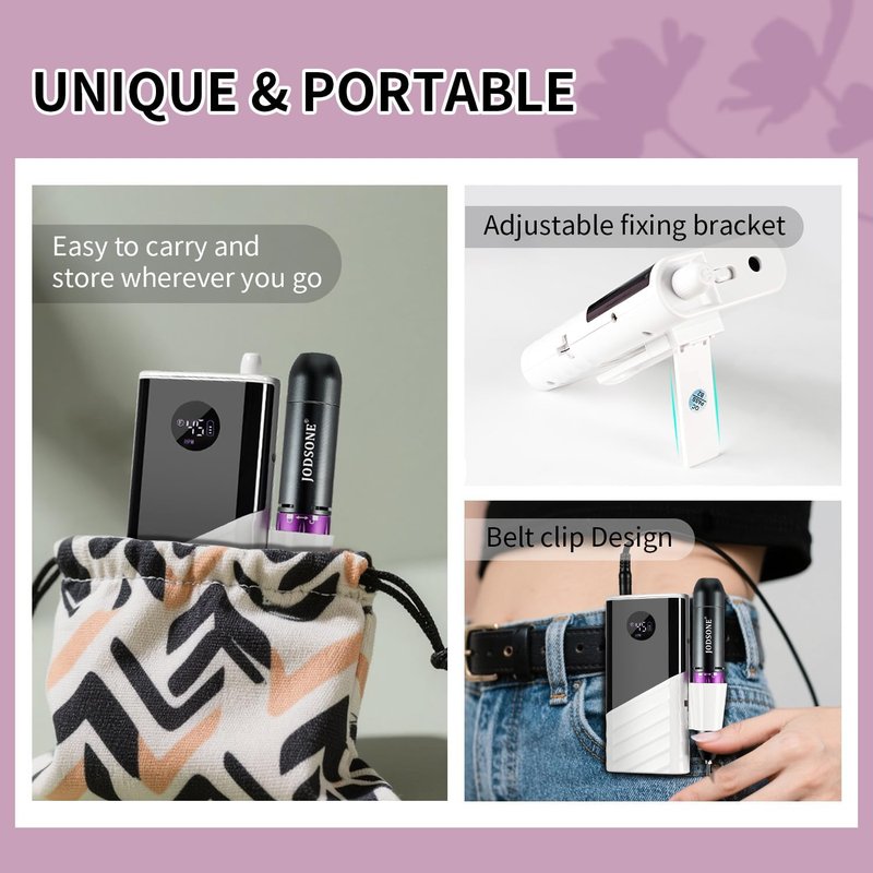 JODSONE Professional Nail Drill 45000 RPM Rechargeable Nail File for Nail Gel Removal Low Noise Portable for Home and Salon