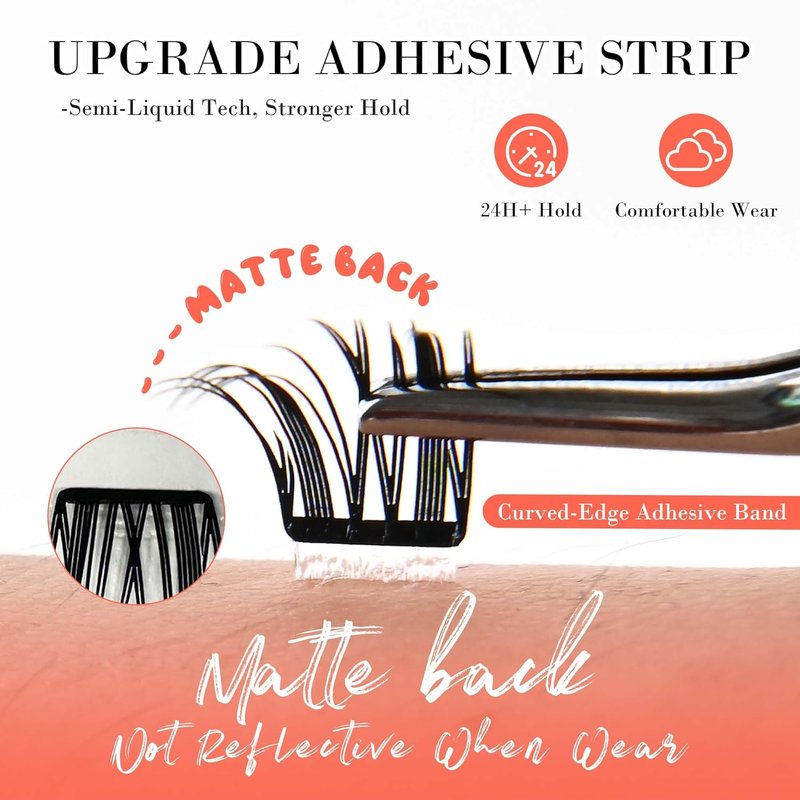 Self-Adhesive Eyelash Clusters - Natural Manga Style, Reusable No Glue Lashes | 10-14mm C Curve