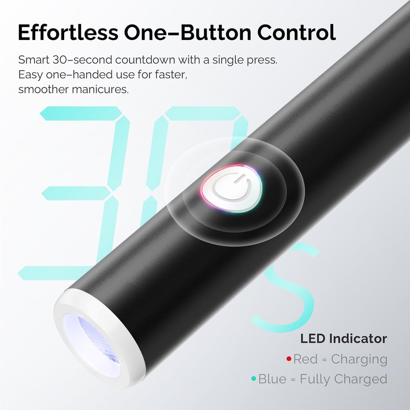 L'UGX Handheld uv Light for Gel Nails with Magnetic Fast Charging – High Power Portable LED Nail Lamp for Gel Polish, Cordless Nail Dryer for Salon & Home-Black