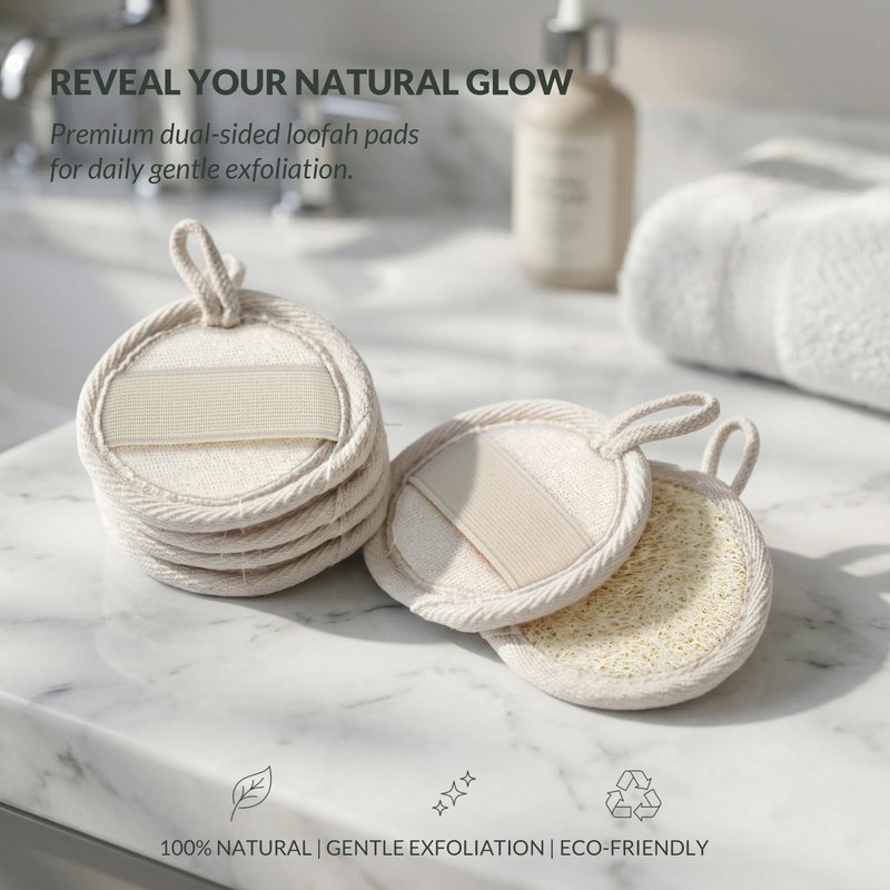 Egyptian Loofah Face Pads – Gentle Exfoliating Facial Sponge for Cleansing
